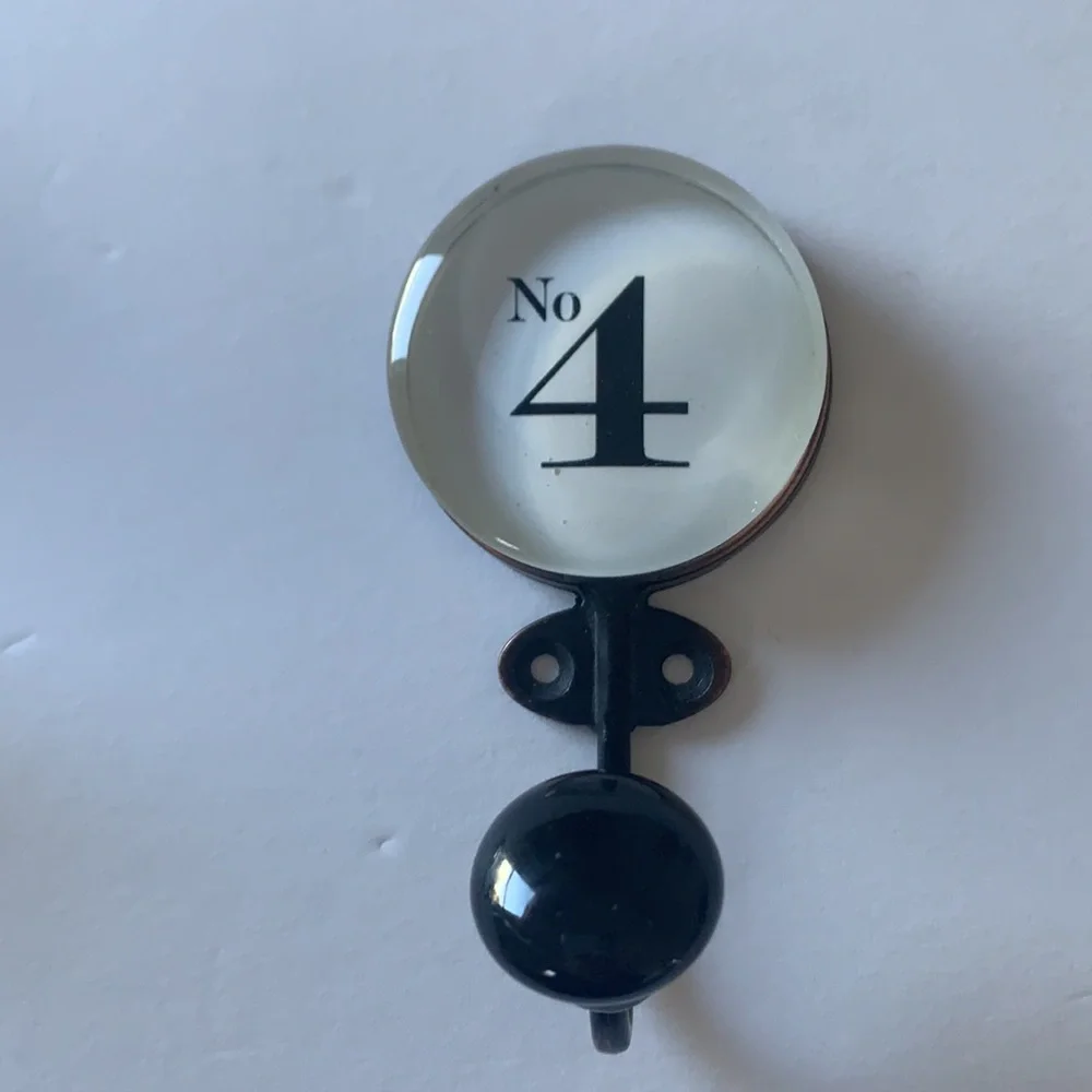 Set of 2 glass topped vintage look hooks 3.5x2”